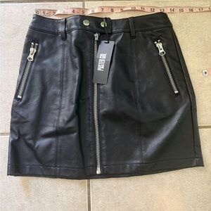 Dolls Kill Black Leather Mini Skirt with Zippers